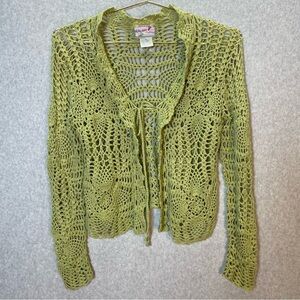 Vintage Y2K Gilmore Girl April Cornell Crochet Bowtie Cardigan Knitted Sweater